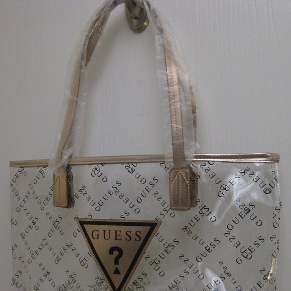 NWOT Guess logo clear plastic beach bag tote - Picture 2 of 7